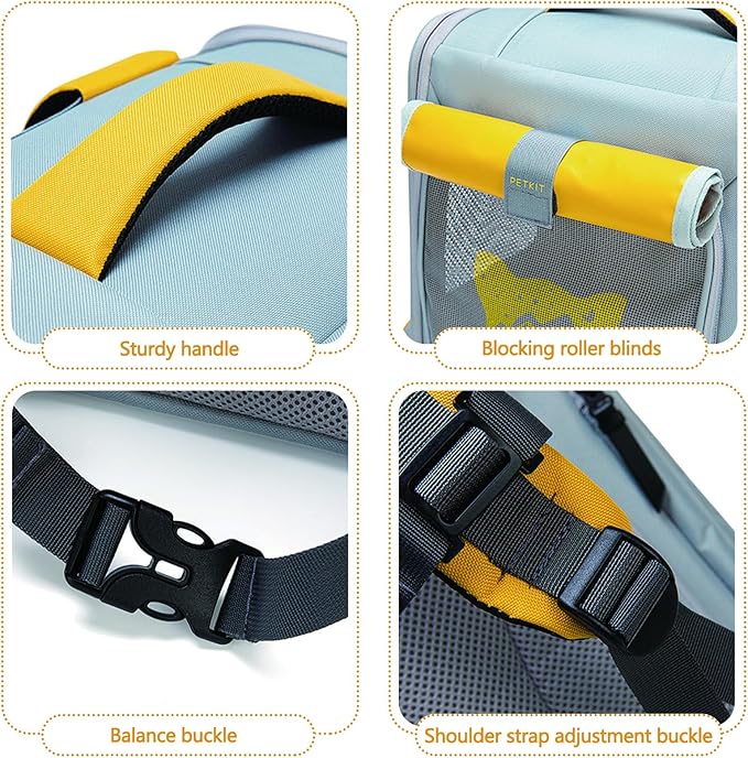 Expandable Pet Backpack, Cat Backpack with Breathable Mesh, Collapsible Soft Cat Travel Bag for Outdoor Hiking, Large Space Dog Backpack(Yellow)