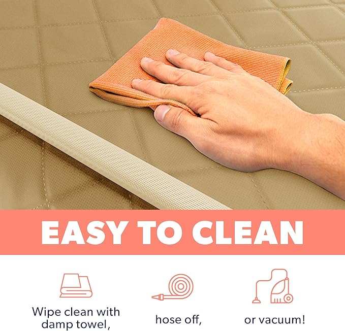 Active Pets Dog Car Seat Cover, Waterproof Front Seat Protector for SUV Truck Sedan, Pet Safety Travel Comfort System with Universal Fit, Beige