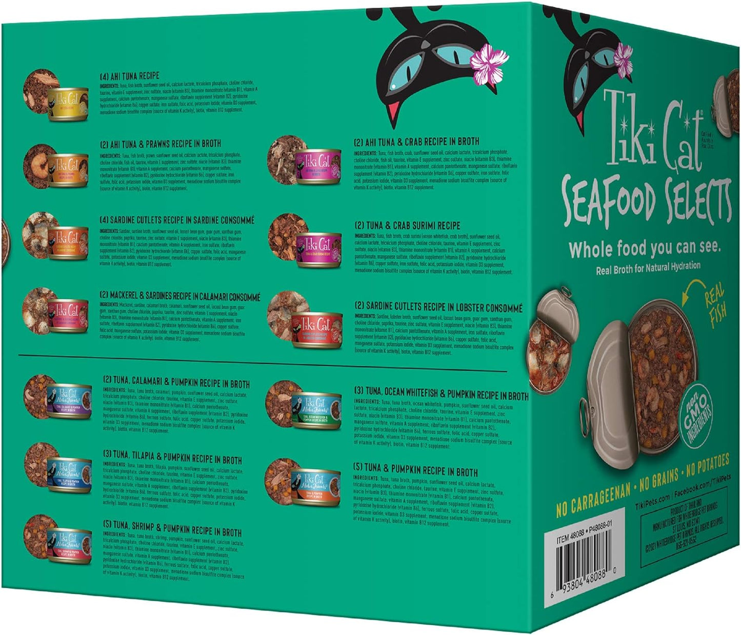Tiki Cat Seafood Selects, Ultimate Variety Pack, 36 High Protein Servings with Real Flaked Fish, Wet Cat Food Mega Pack, 2.8 and 3 oz. Cans (Pack of 36)