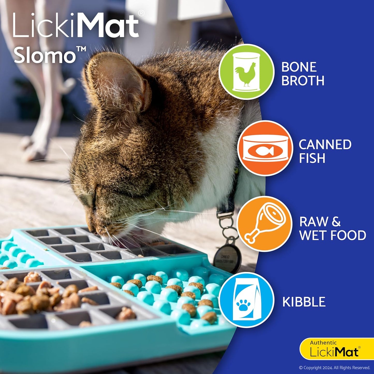LickiMat Slomo, Cat Slow Feeder Lick Mat, Boredom Anxiety Reducer; Perfect for Food, Treats, Yogurt, or Peanut Butter. Fun Alternative to a Slow Feed Cat Bowl or Dish, Green