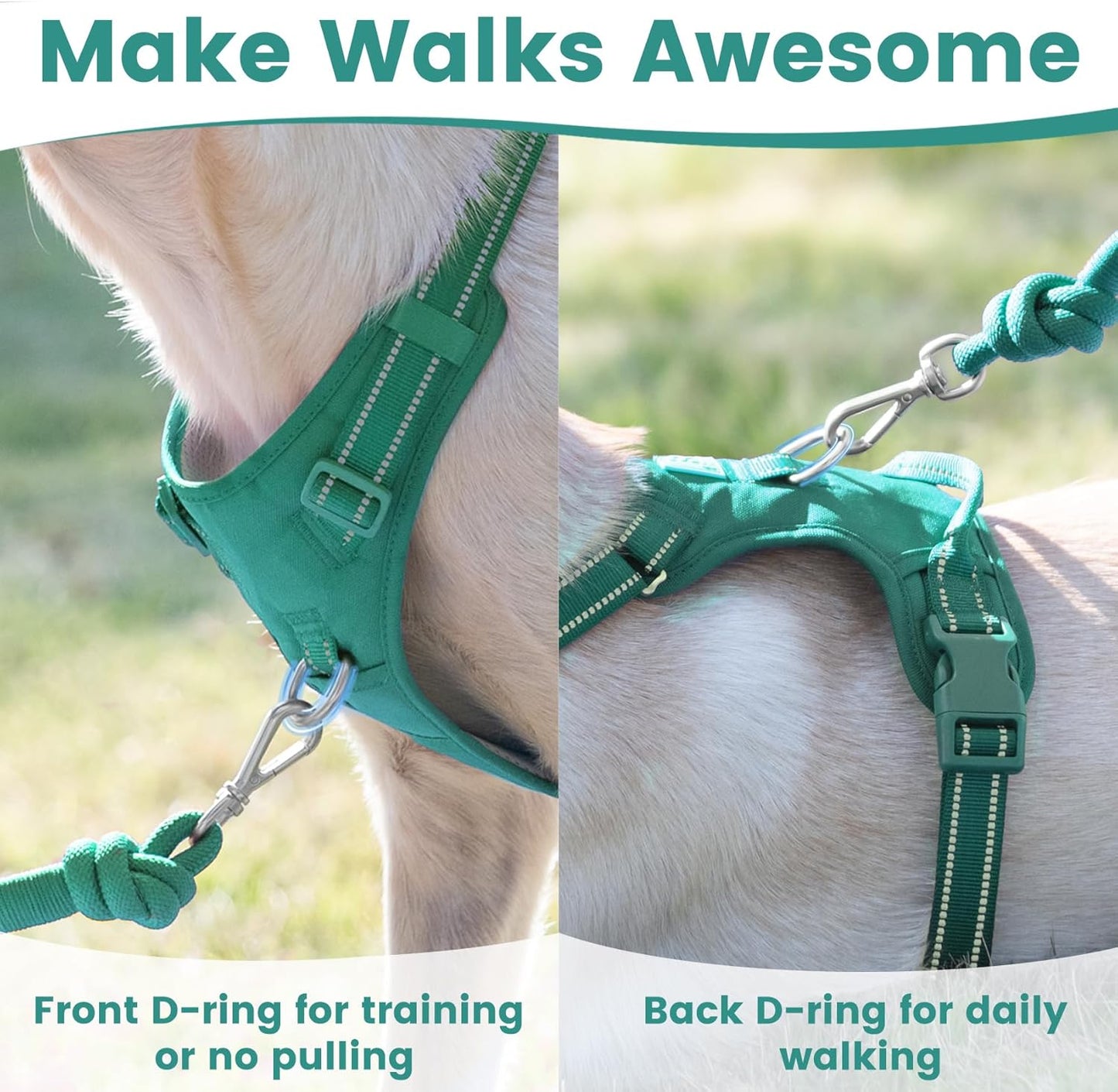 No Pull Dog Harness, Reflective Puppy Vest for Small Medium Large Sized Dog(MARRS Green,S)