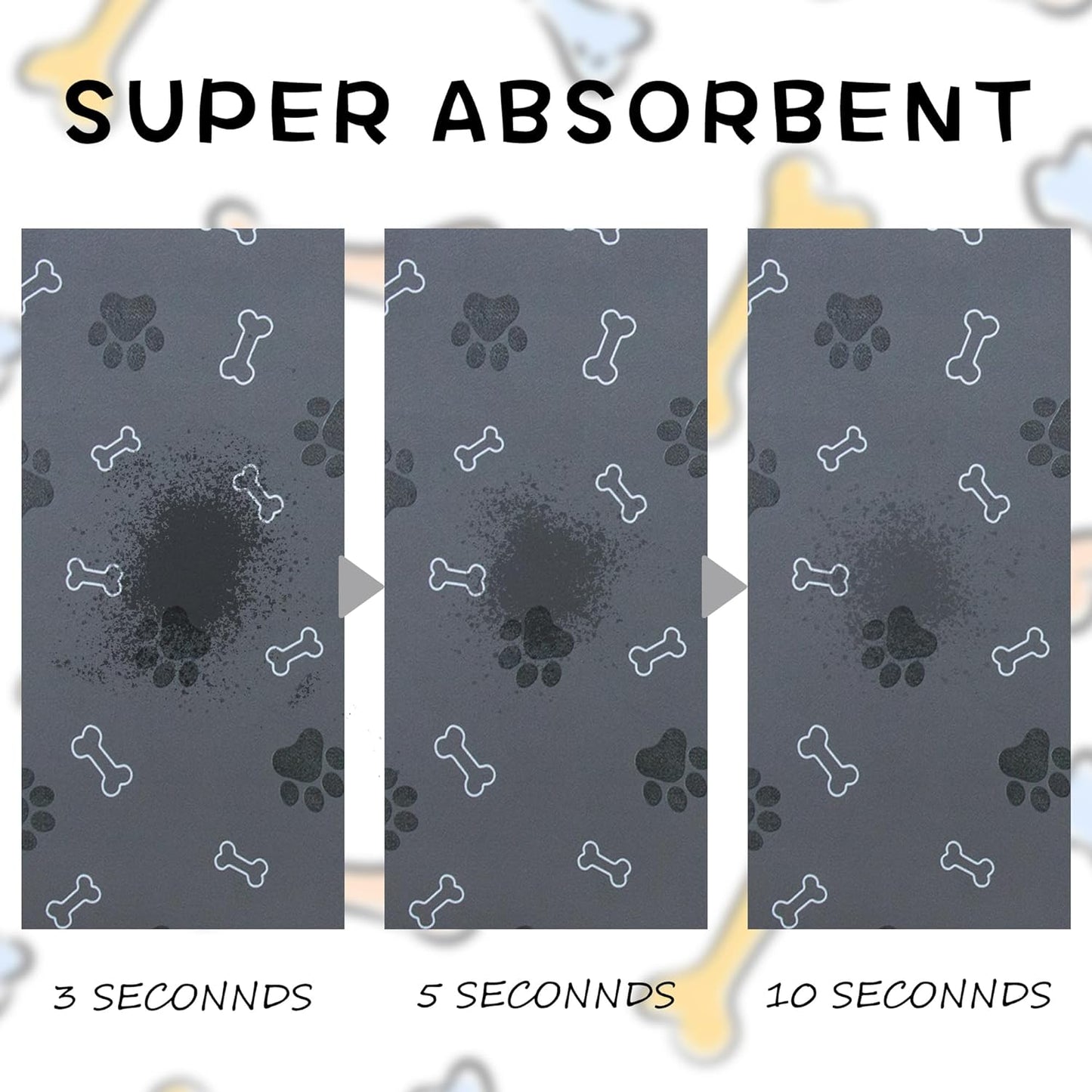 Pet Cat Dog Food Non Slip Mat for Water Bowl, Quick Dry Absorbent Feeding Mat, 18.1 * 11.8 in, Black