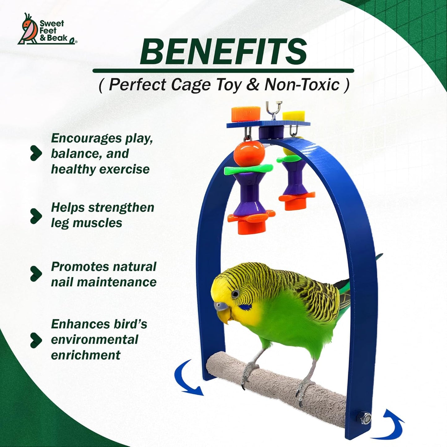 Large Whirly Bird - Perfect Cage Toy Stimulates Visual and Physical Activity - Safe, Non-Toxic, Cage Accessories for Large Birds