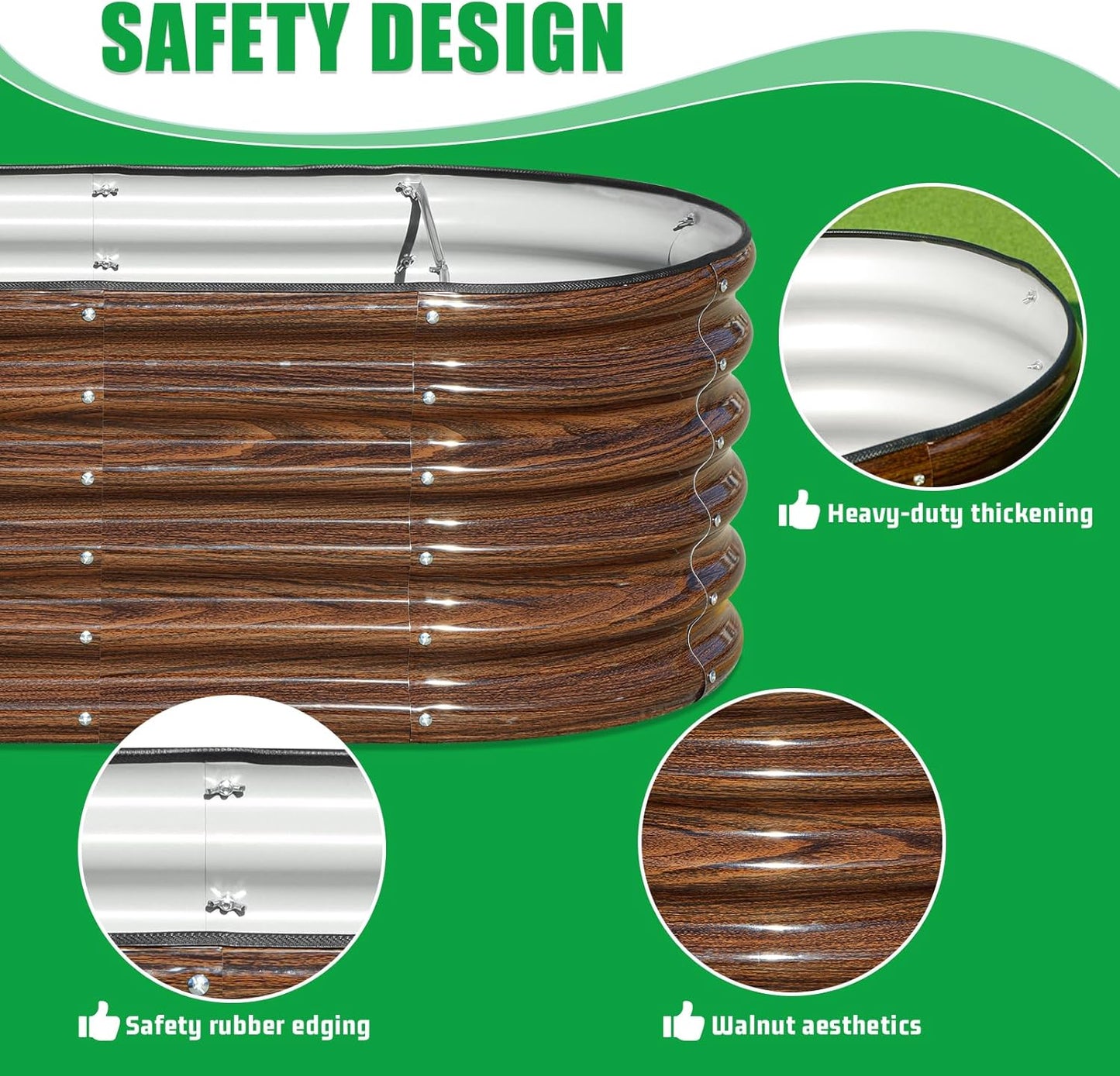 SnugNiture 3 Pcs 4x2x1.5ft Raised Garden Bed Outdoor, 17" Tall Galvanized Metal Planter Box, Raised Garden Bed Kit for Planting Vegetables Plants Fruits, Brown