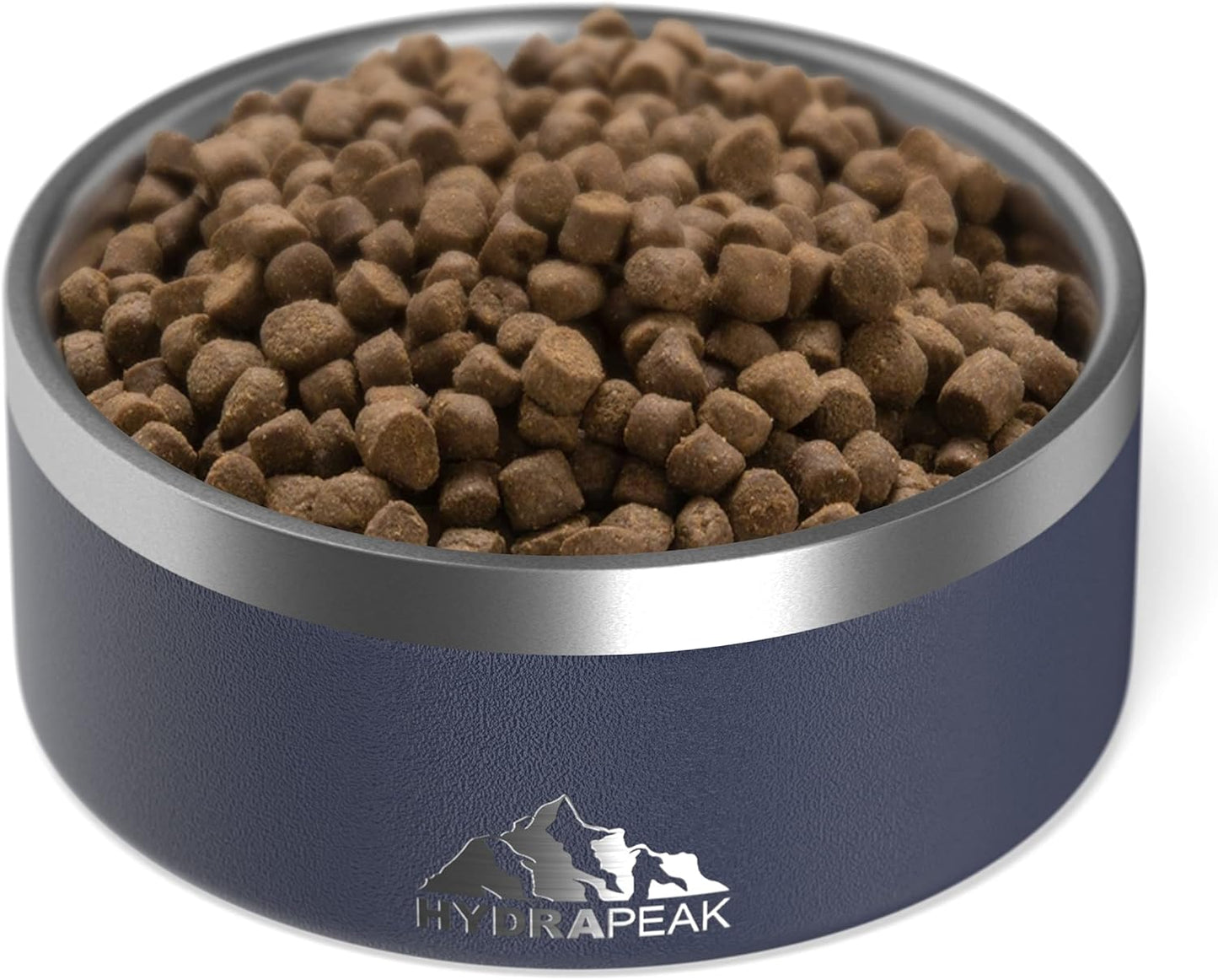 Hydrapeak Dog Bowl; Non Slip Stainless Steel; Water and Food Dish; Large Sized and Small Dogs; 32oz 64oz; Multiple Sizes; 4 Cup | Navy