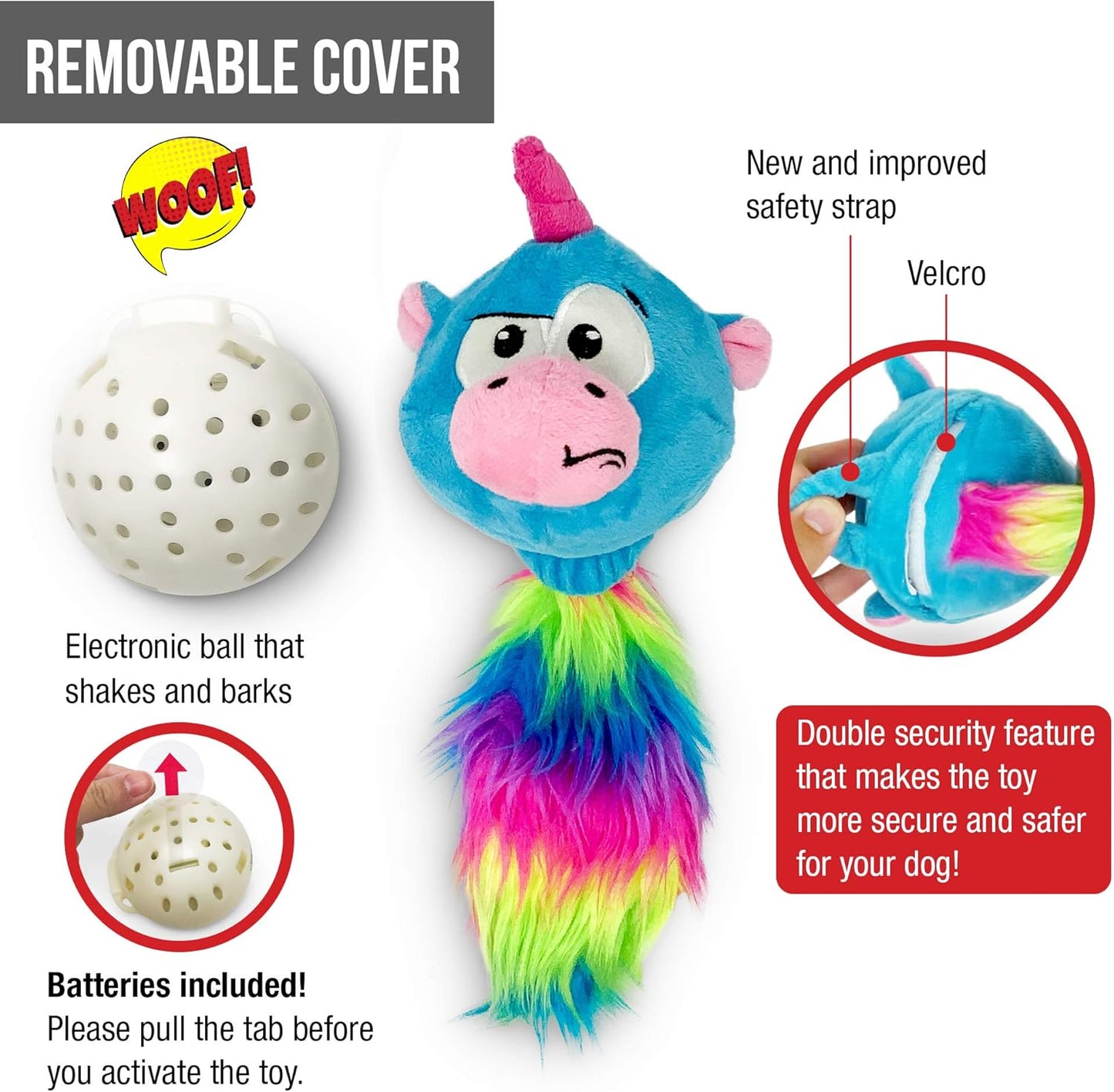 Hyper Pet Doggie Tail & Unicorn Pal Interactive Plush Dog Toys - 2 Pack Value Pack (Interactive Toy That Wiggles, Vibrates & Barks Dog Toys for Boredom & Stimulating Play) Colors May Vary