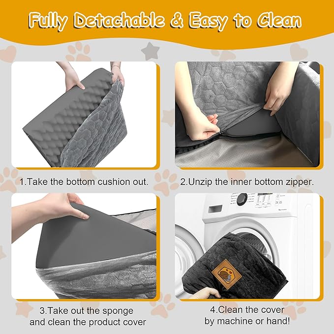 Dog Car Seat for Small/Medium Dogs, Memory Foam Dog Booster Seat, Travel Safety Per Car Seat with Washable Removable Cover, Storage Pockets, up to 35 lbs(BlackGray)