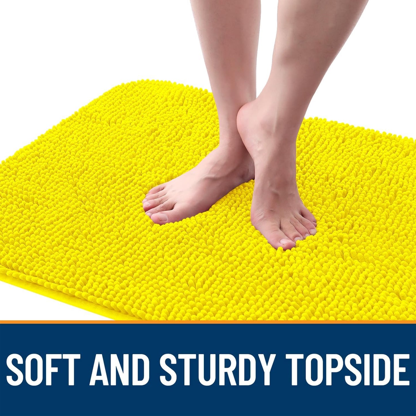 OLANLY Dog Door Mat for Muddy Paws 44x24, Absorbs Moisture and Dirt, Absorbent Non-Slip Washable Doormat, Quick Dry Chenille Mud Mat, Entry Indoor Entryway Carpet for Inside Floor, Lemon Yellow