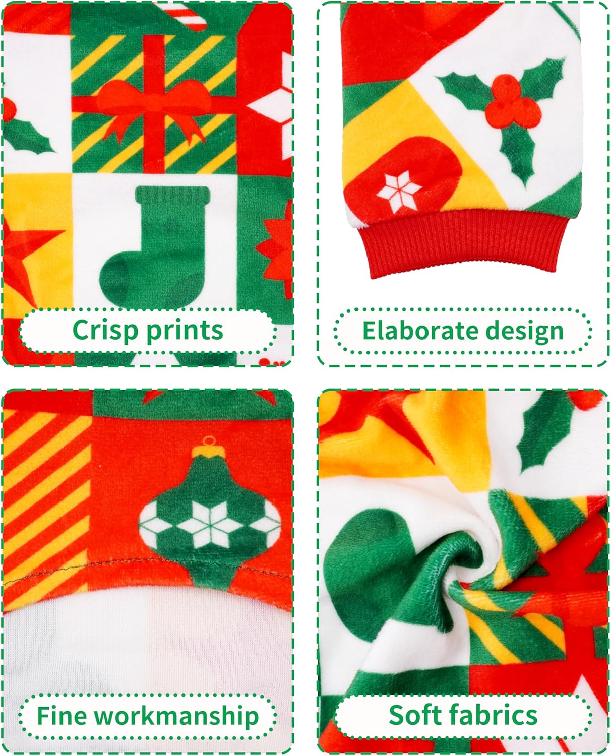 PET SHOW 4 Pack Christmas Small Dog Pajamas Holiday Dog Clothes for Medium Dogs Girl Boy Soft Stretchy PJs Xmas Jumpsuit Puppy Cats Onesies Red Green Outfits with Sleeve Pets Dachshund Costume L