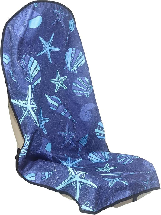 Car Seat Cover Protector Front Seats,for Gym Workout,Running,Swimming,Beach and Hiking,Waterproof Sweat Towel Bucket Seat Covers for Cars SUV Trucks (Conch Shells Starfish, 1Pcs)