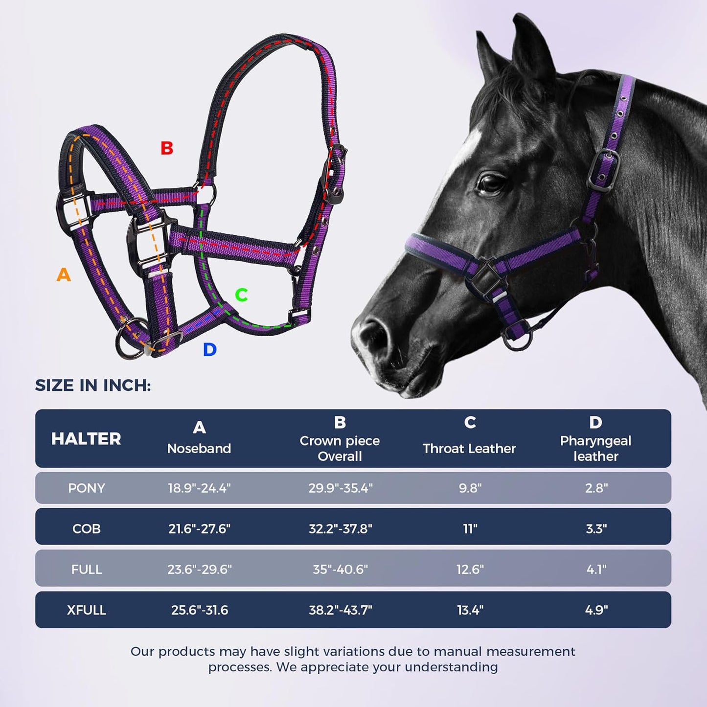 JWODVNTH Adjustable Horse Halter with PP Webbing, Durable Horse Halters with Zinc Alloy Hardware, Horses Training Equipment to Prevent Friction for Training, Competitions ＆ Daily