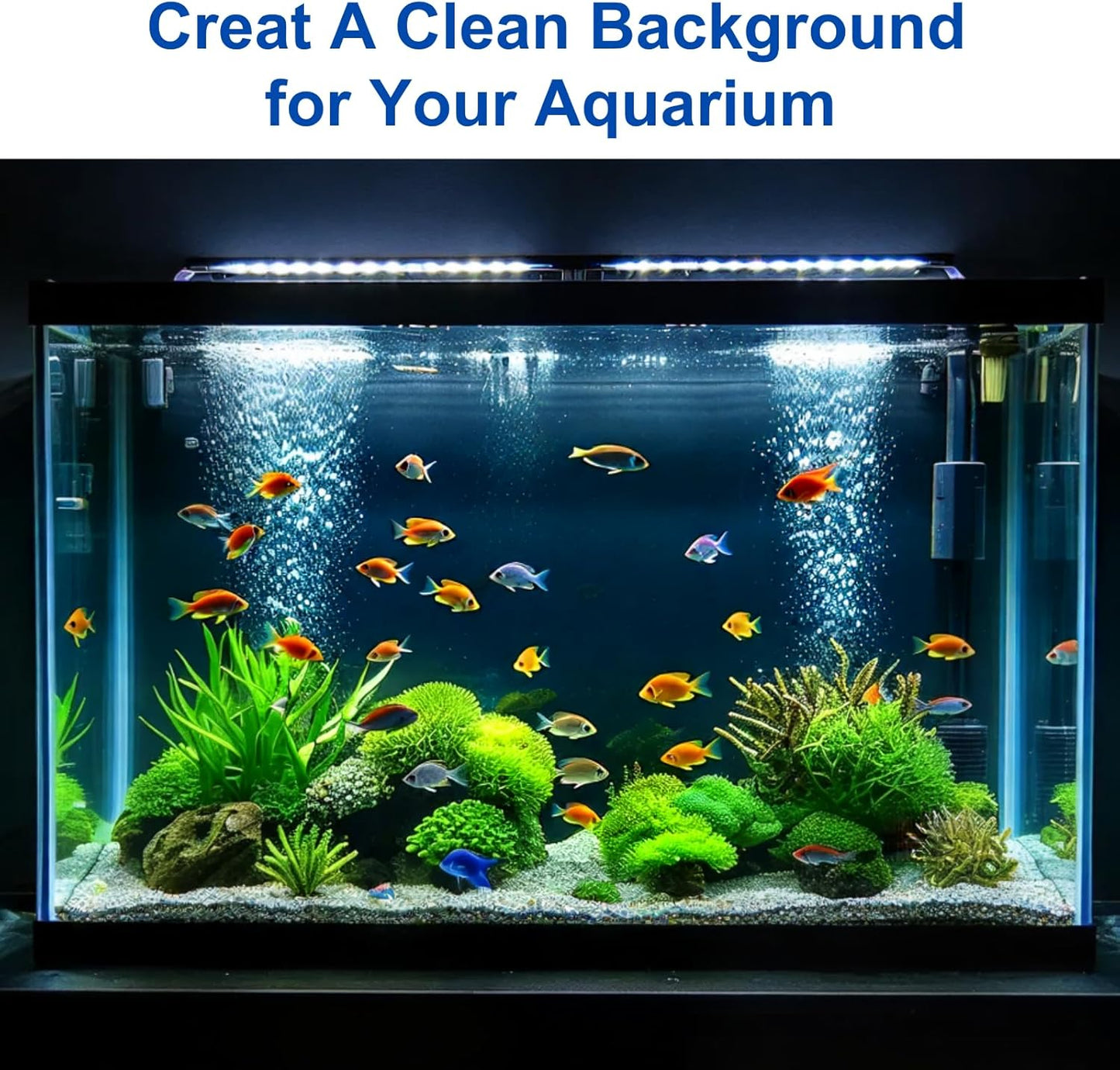 ELEBOX Aquarium Background Blue Black Fish Tank Background Picture 2 Sides Fish Backdrop for Aquarium Wallpaper 12"x 32"