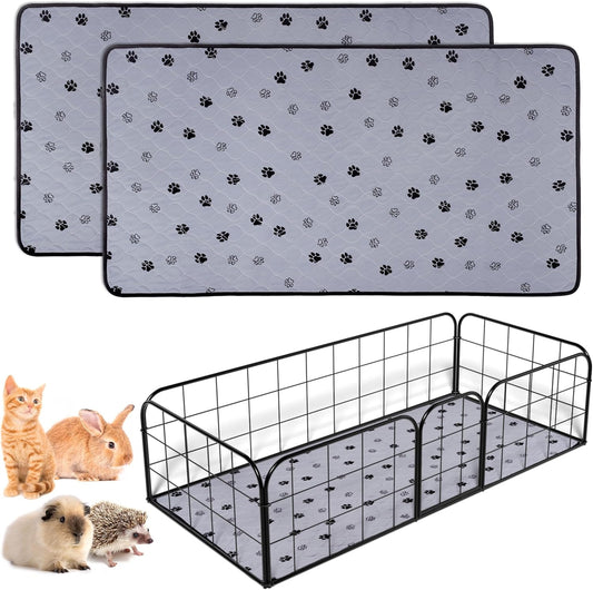 Fostanfly Non-Slip Washable Pee Pads for Dogs, 2 Pack 24"x47" Guinea Pig Cage Liner Ultra-Absorbent and Leak-Proof for Small Animal Guinea Pigs Rabbit Bunny Hamster