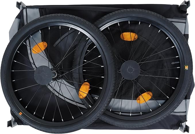 Blue-Grey Large Folding Bike Trailer for Dogs – Heavy-Duty Steel Frame, 66LB Capacity Pet Carrier for All-Terrain Cycling, Jogging & Camping Adventures!