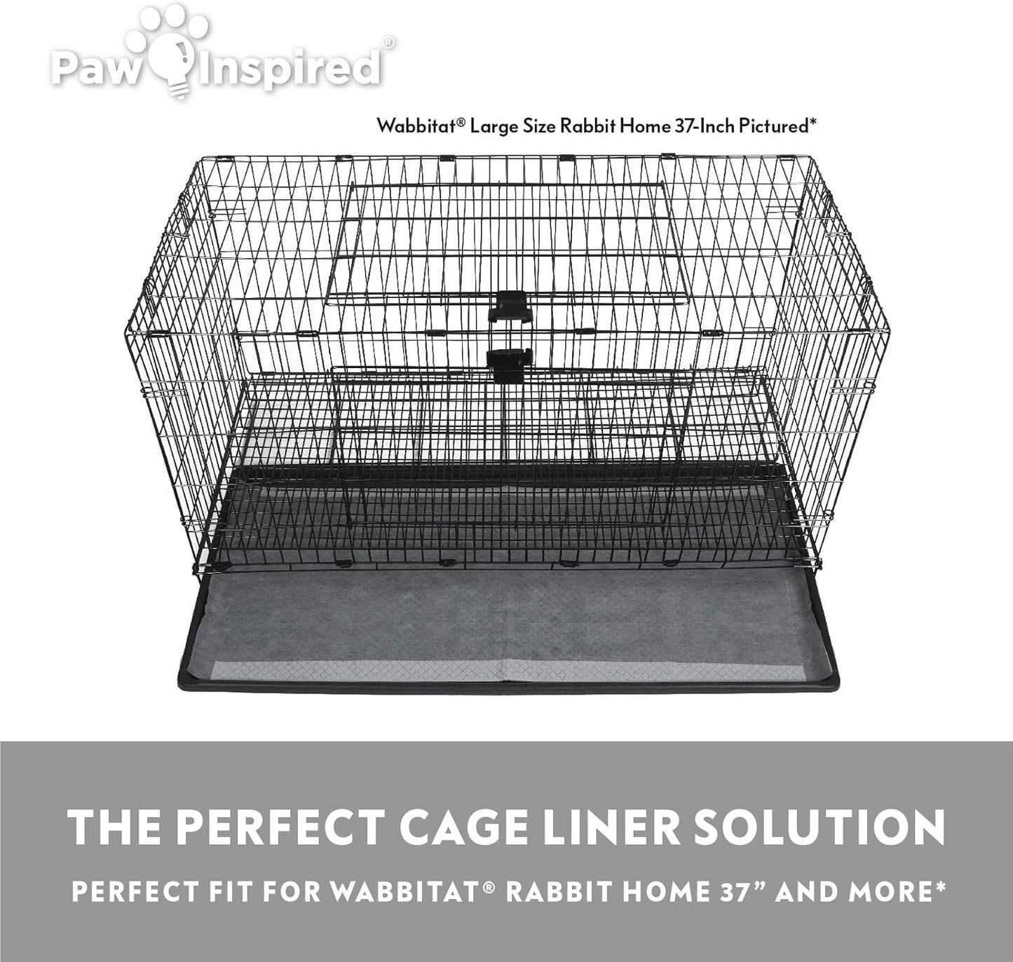 Paw Inspired Disposable Guinea Pig Cage Liners | Bamboo Charcoal Odor Controlling | Super Absorbent Liners Pee Pads for Ferrets, Rabbits, Hamsters, and Small Animals (36x18 (Wabbitat 37") - 16 ct)