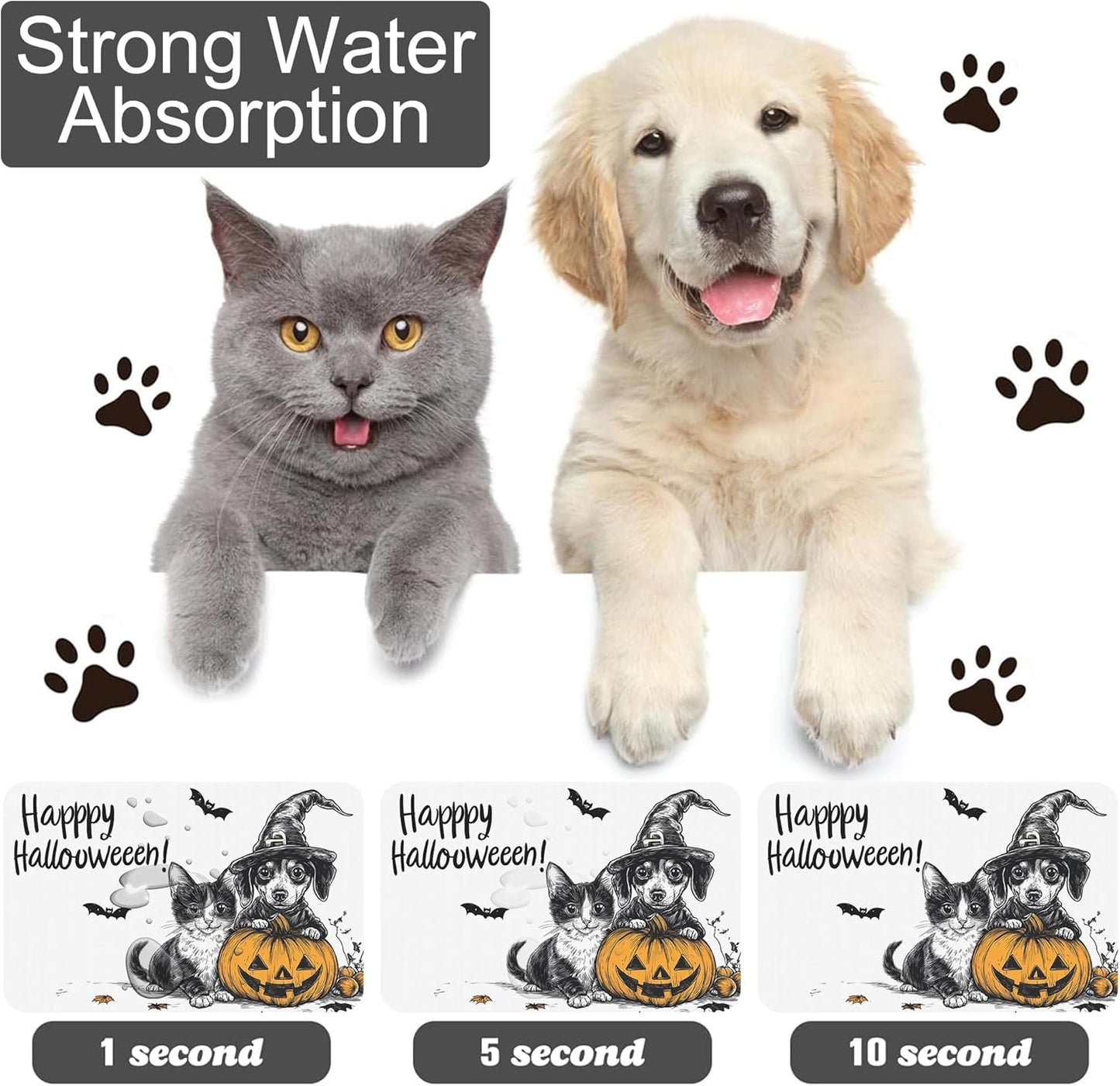 Halloween Cat Dachshund Dog Cat Food Mat-Absorbent Placemat for Food and Water Bowl, Waterproof Non Slip Rubber Backing Dog Food Mats for Floors, Pet Supplies 12 * 20 inch