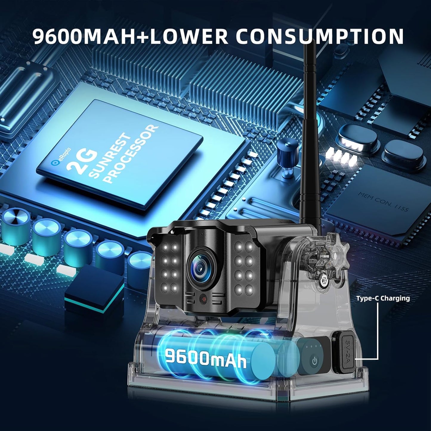 eRapta 2 Wireless Backup Camera Magnetic: 10.1" IPS DVR Monitor, Install-Free RV Backup Camera with Infrared Night Vision, Built-in 9600mAh Battery for Trailer/RV/Truck/Horse Trailer/Tractor ACT1002