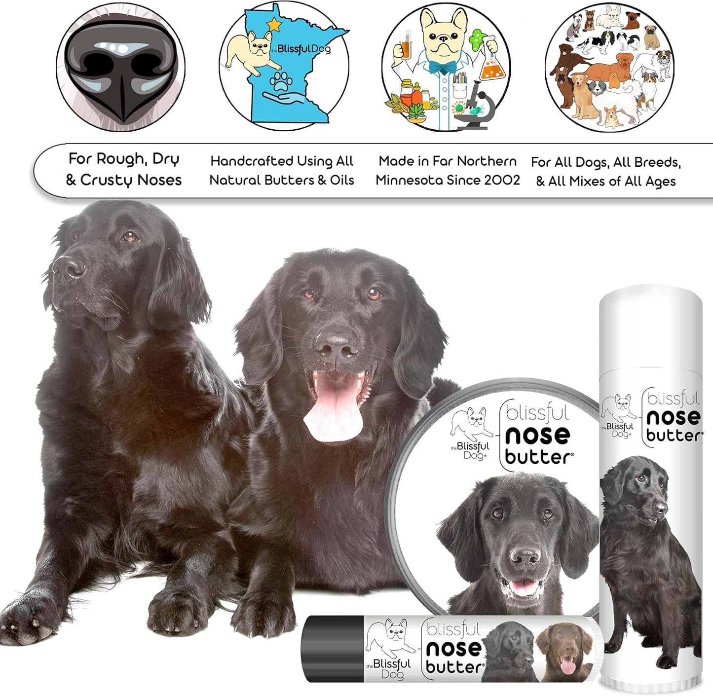 The Blissful Dog Flat-Coat Retriever Unscented Nose Butter - Dog Nose Butter, 1 Ounce