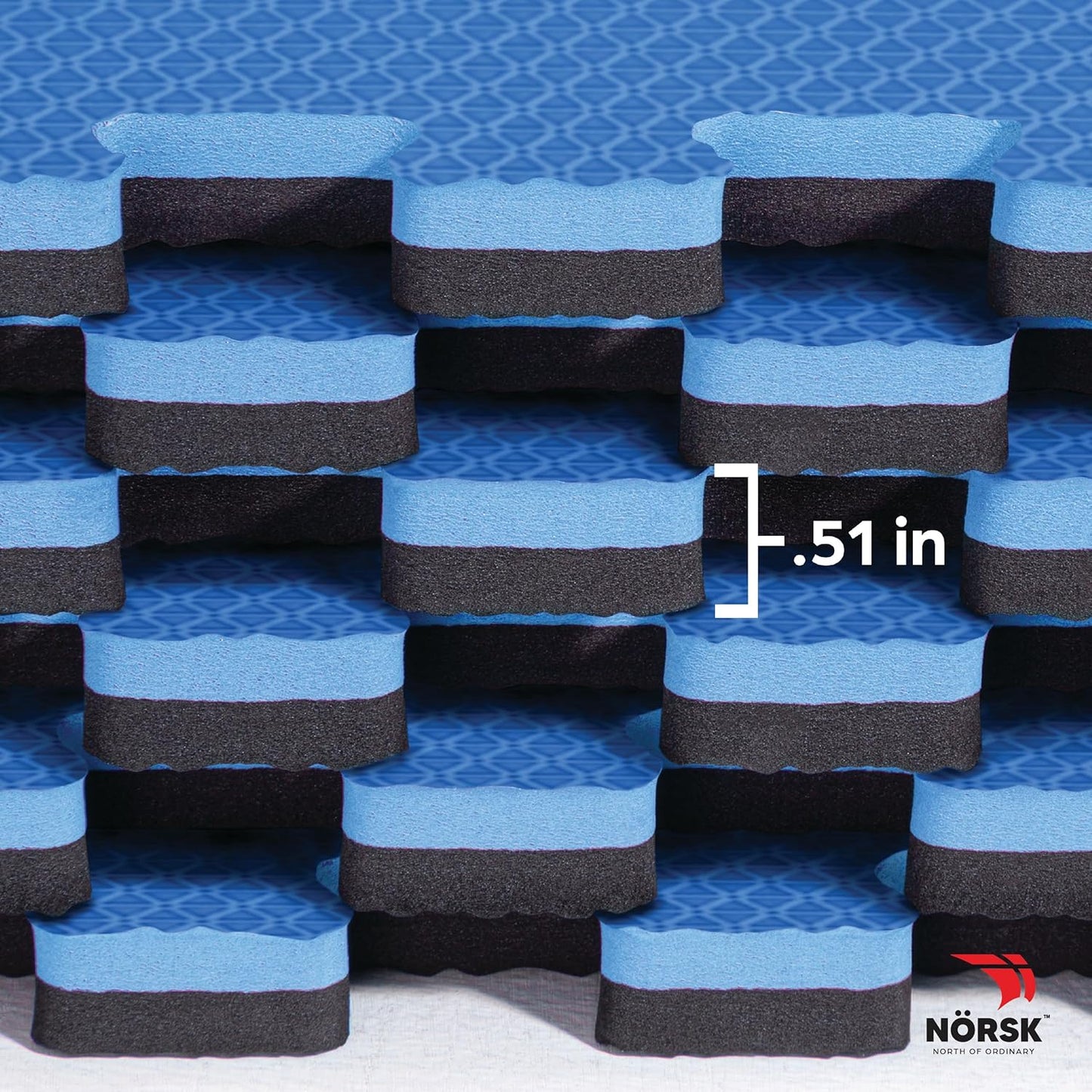 Norsk Dual-Sided Reversible 1/2" Foam Exercise Mats for Home Gym - Interlocking EVA Foam Tiles