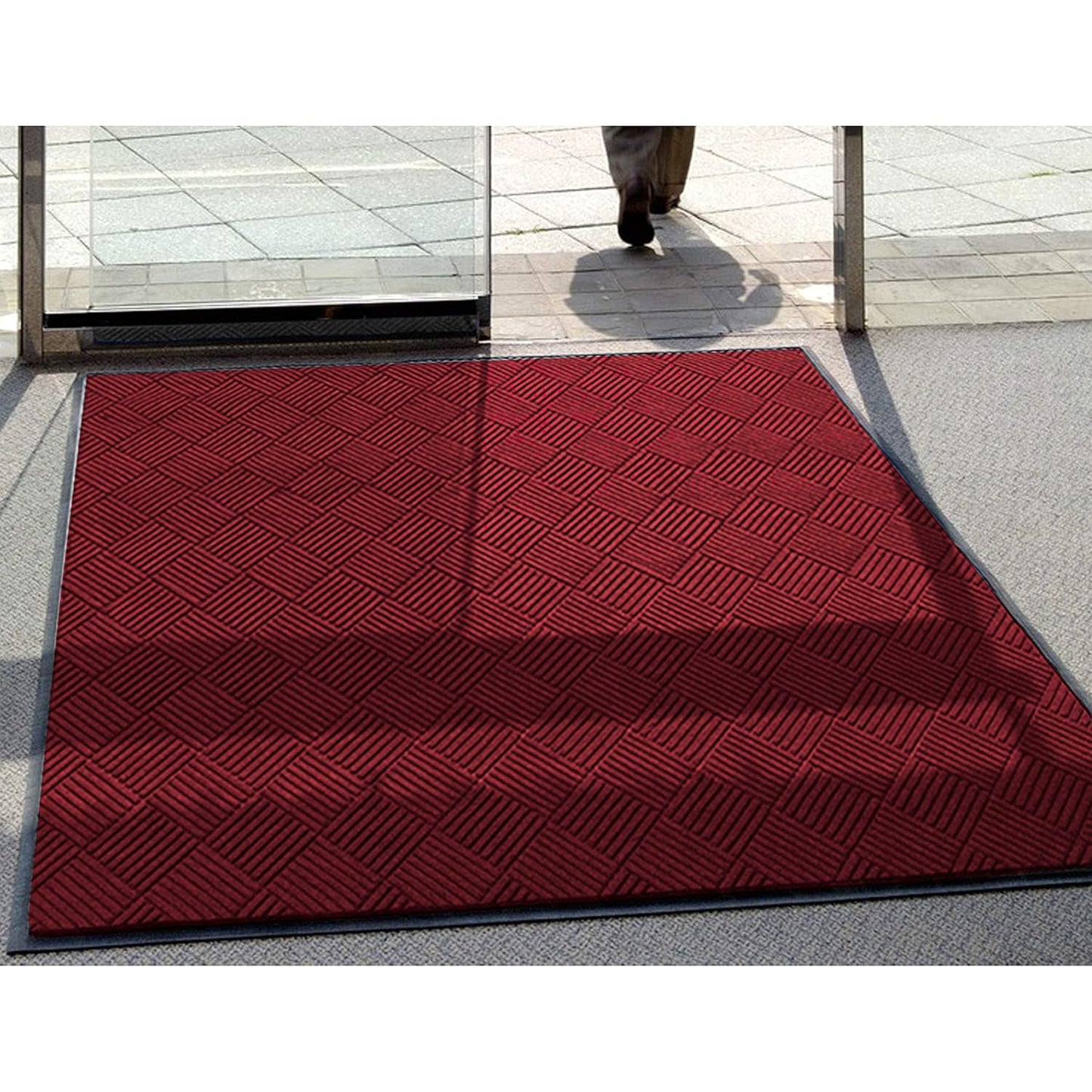 WaterHog Diamond | Commercial-Grade Entrance Mat with Rubber Border – Indoor/Outdoor, Quick Drying, Stain Resistant Door Mat (Red/Black, 3' x 5')