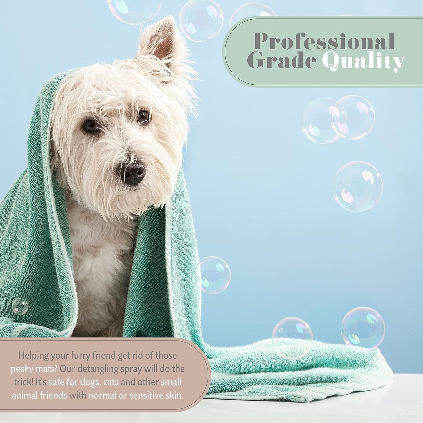 Begley's Pet Detangling Spray - Premium Essential Oil Scented Detangler Spray for Dogs, Puppies & Cats - Dog Leave in Conditioner Spray - Dematting Spray for Dogs & Pets - 8 oz, Baby Powder