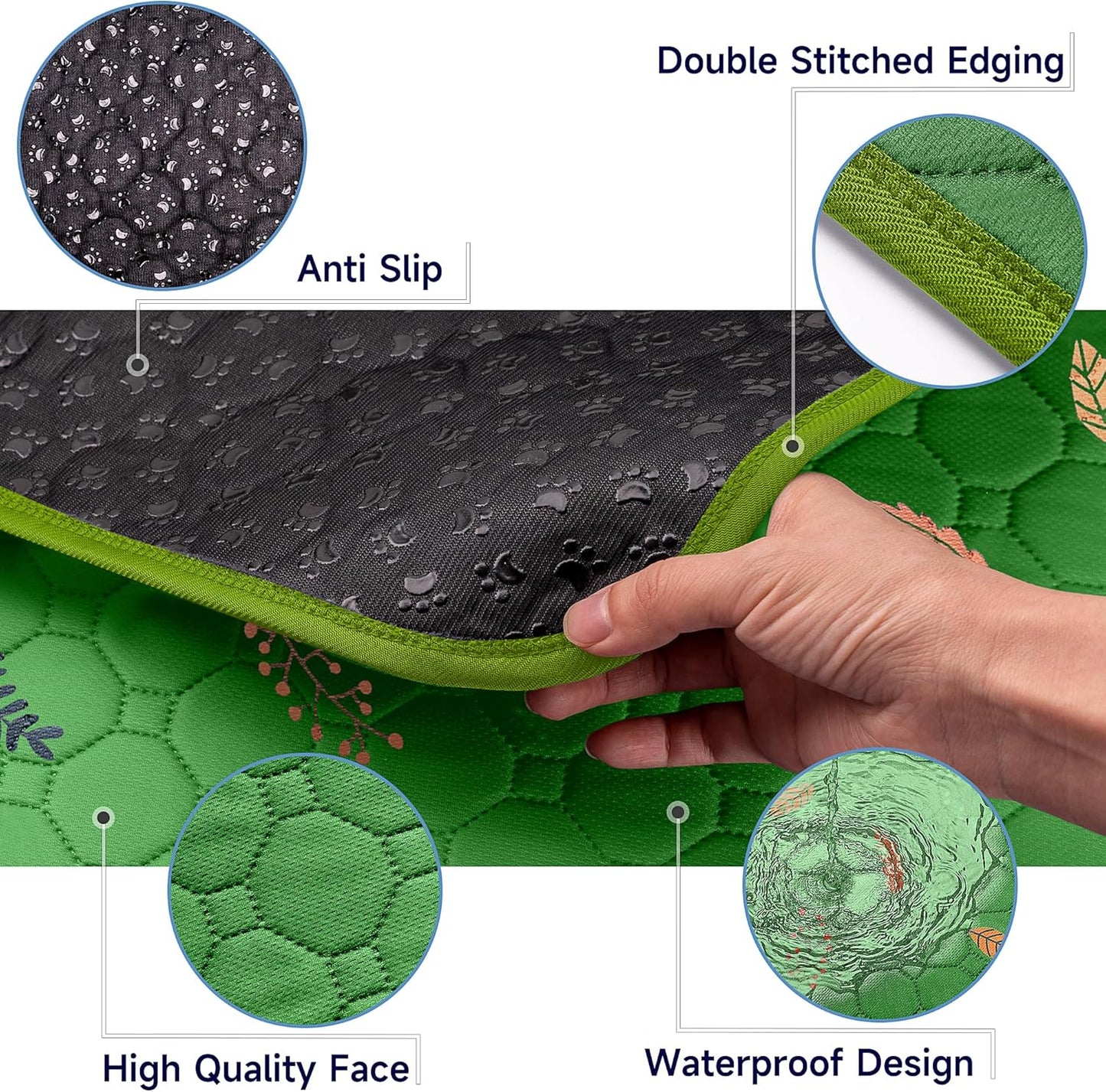 Sunheir 2-Pack Extra Large Reusable Dog Mat for Floor, Dog Playpen, Non-Slip Waterproof Super Absorbent Washable Pee Pads for Dogs, Pet Whelping Pads, Potty Training - Green, 36" x 72"