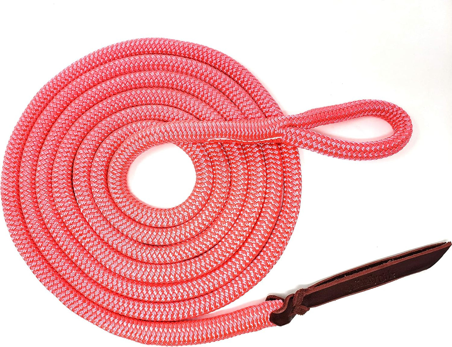 Double Braid Lead Rope with Eye Splice Loop, 12-14FT Lengths (Pink, 12 ft.)