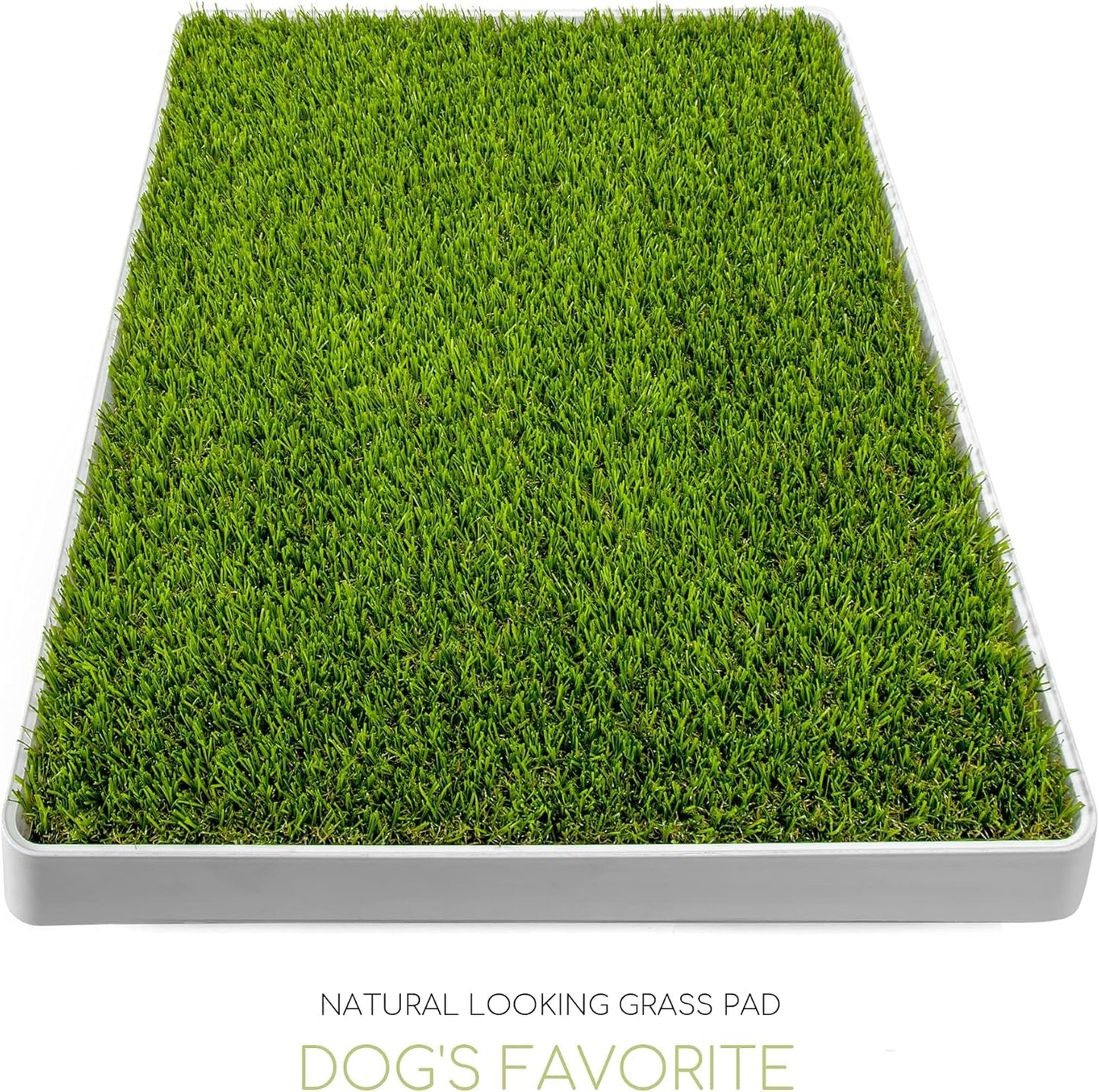 Dog Grass Pad with Tray, Dog Litter Box, Porch Potty for Puppy Pee Training, Indoor Portable Fake Grass Pee Pad System, Artificial Grass + Pee Pad Holder
