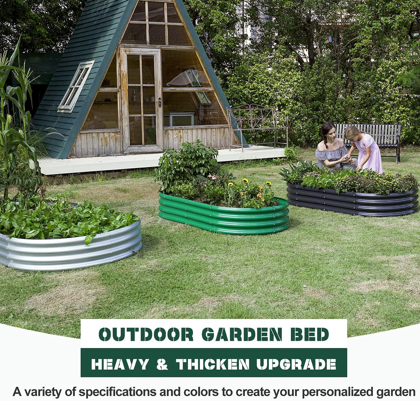 Land Guard 6×3×1 ft Galvanized Raised Garden Bed Kit， Raised Garden Boxes Outdoor, Oval Metal Raised Garden Beds for Vegetables, Flowers, Herbs（Grey）……