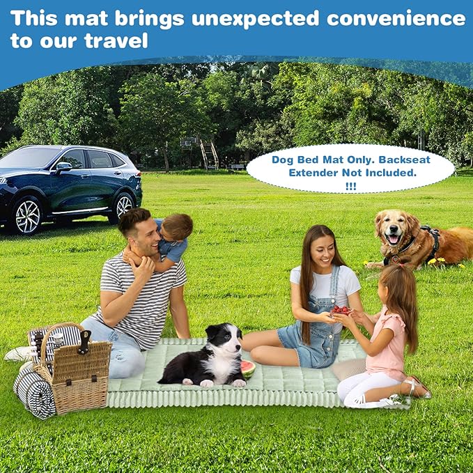 VClife Dog Car Seat Cover for Backseat Extender, Anti Slip Dog Bed Mat Travel Blanket, Pet Friendly Backseat Cover for Cars, SUVs, Small Trucks, Back Seat Extender Protector (Sage Green, 59"×27.6")