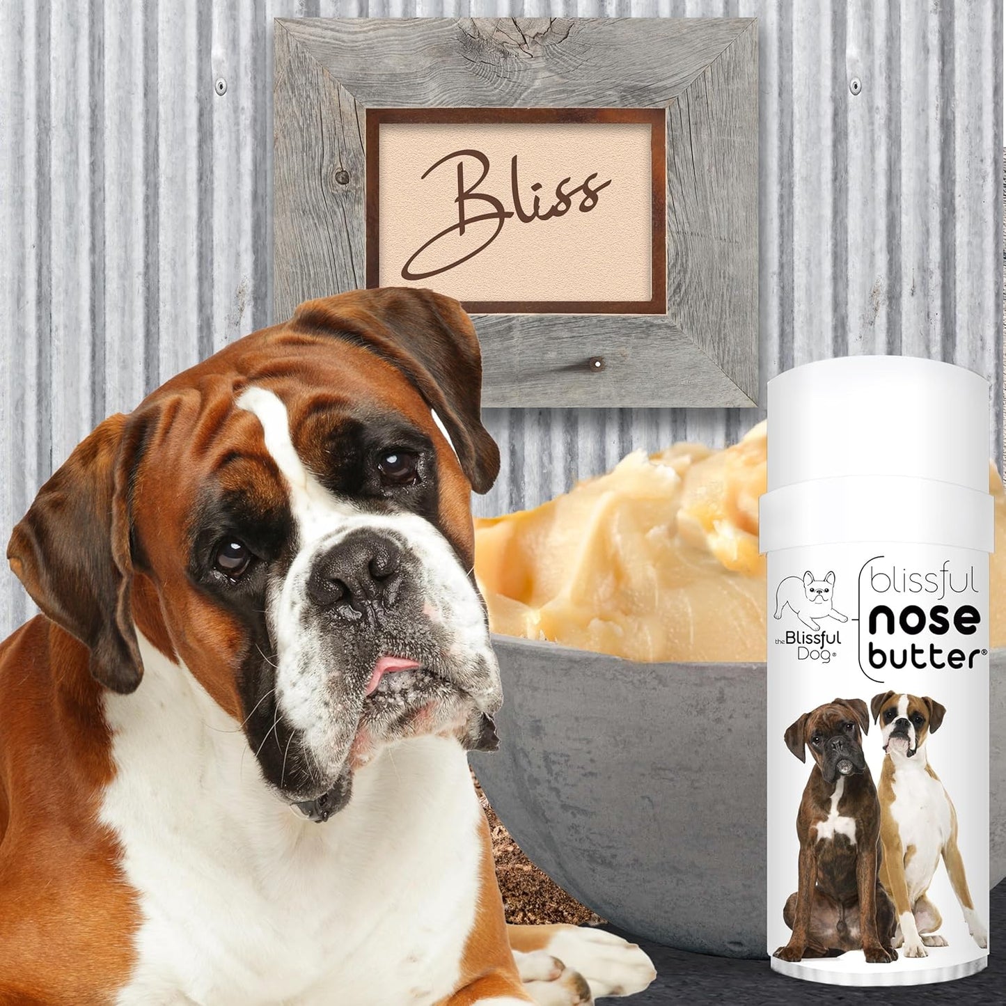 The Blissful Dog Boxer Duo Nose Butter, Versatile Dog Nose Balm for Dry Nose, Handcrafted Nose Moisturizer, Easy-to-Apply Dog Essentials, Unscented, 2 oz.