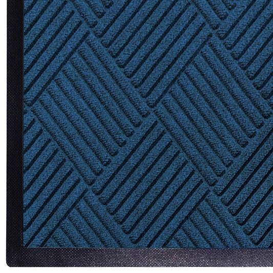 M+A Matting WaterHog Diamond | Commercial-Grade Entrance Mat with Rubber Border – Indoor/Outdoor, Quick Drying, Stain Resistant Door Mat (Navy, 3' x 8')