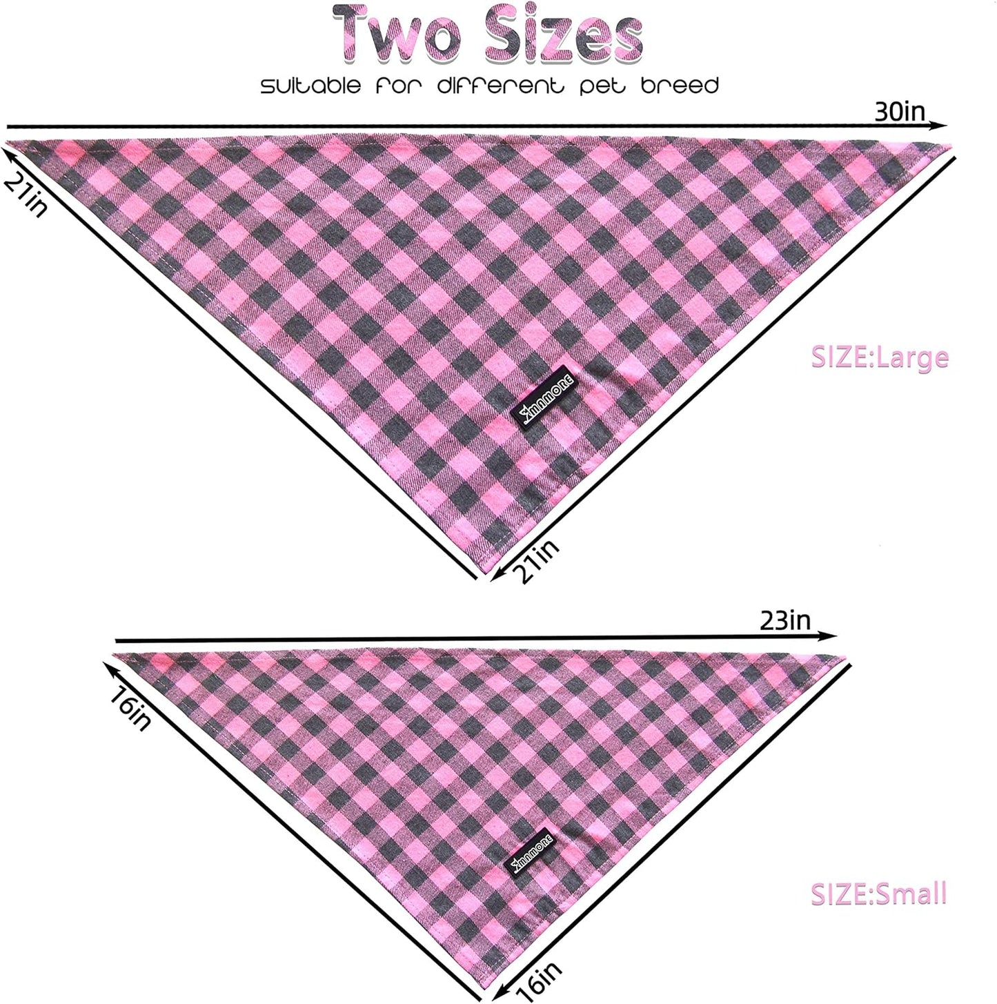 Adjustable Plaid Dog Bandanas,1PC Soft Washable Cotton Triangle Bib Kerchief Scarfs for Small Medium Large Dogs and Cats(Square Yellow, Small)