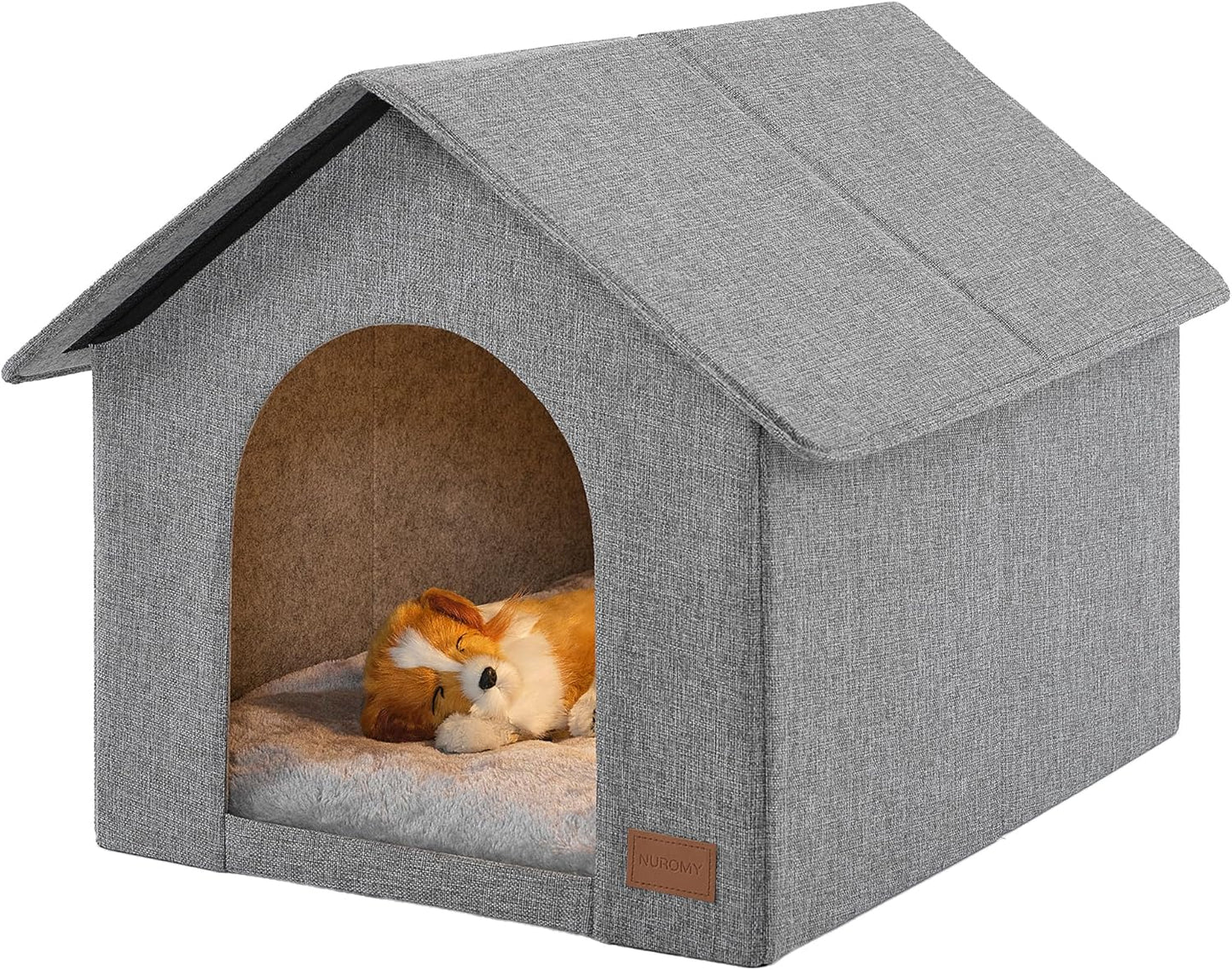 Indoor Dog House with Washable Plush Cushion - Medium Size, Suitable for Dogs & Cats