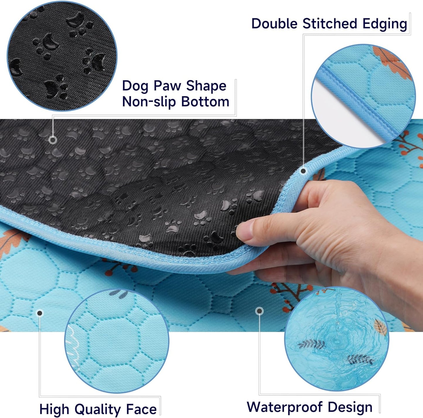 Sunheir 2 Pack Washable Guinea Pig Pee Pads, 24" x 48" Waterproof Reusable Guinea Pig Cage Liners, Absorbent Bedding Training Mat for Small Animal Guinea Pigs Rabbit Bunny Hamster - Sky Blue
