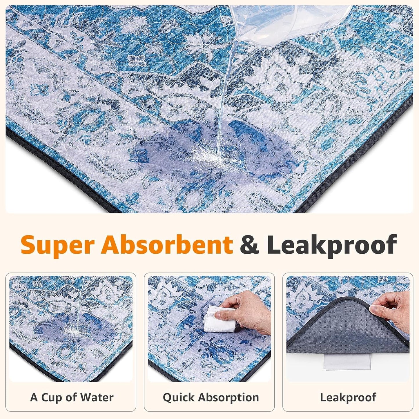 LOOBANI Washable Pee Pads for Dogs, 2 Pack Super Absorbent Reusable Puppy Pads Leakproof Dog Traning Pads, Waterproof Non-Slip Whelping Pad for Floor, Playpen, Crate, Couch-31 x36 (Blue)