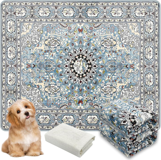 Washable Pee Pads for Dogs, (2 Pack, 36"x42") Upgrade Reusable Puppy Pads with Non-Slip Rug Pad, Super Thickening Absorbent Leakproof Dog Traning Pads Whelping Pad for Dogs, Doggie(Blue-2)
