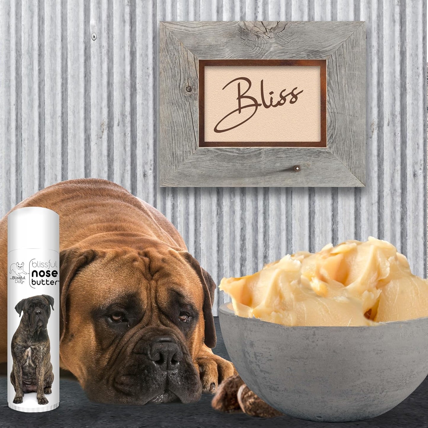 The Blissful Dog Bullmastiff Nose Butter for Dry, Cracked Skin, Lick-Safe Dog Nose Balm with Moisturizing Shea Butter, Almond, Olive, and Essential Oils, Pet Supplies, Uncented, 0.50 oz.