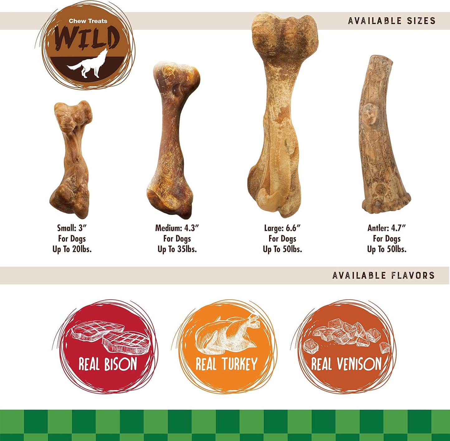 Nylabone Healthy Edibles WILD Natural Dog Chew Treats, Bison Flavor, Small Dogs Up to 20 lbs - Long Lasting Healthy Chew Bones Made in USA (8 Count)