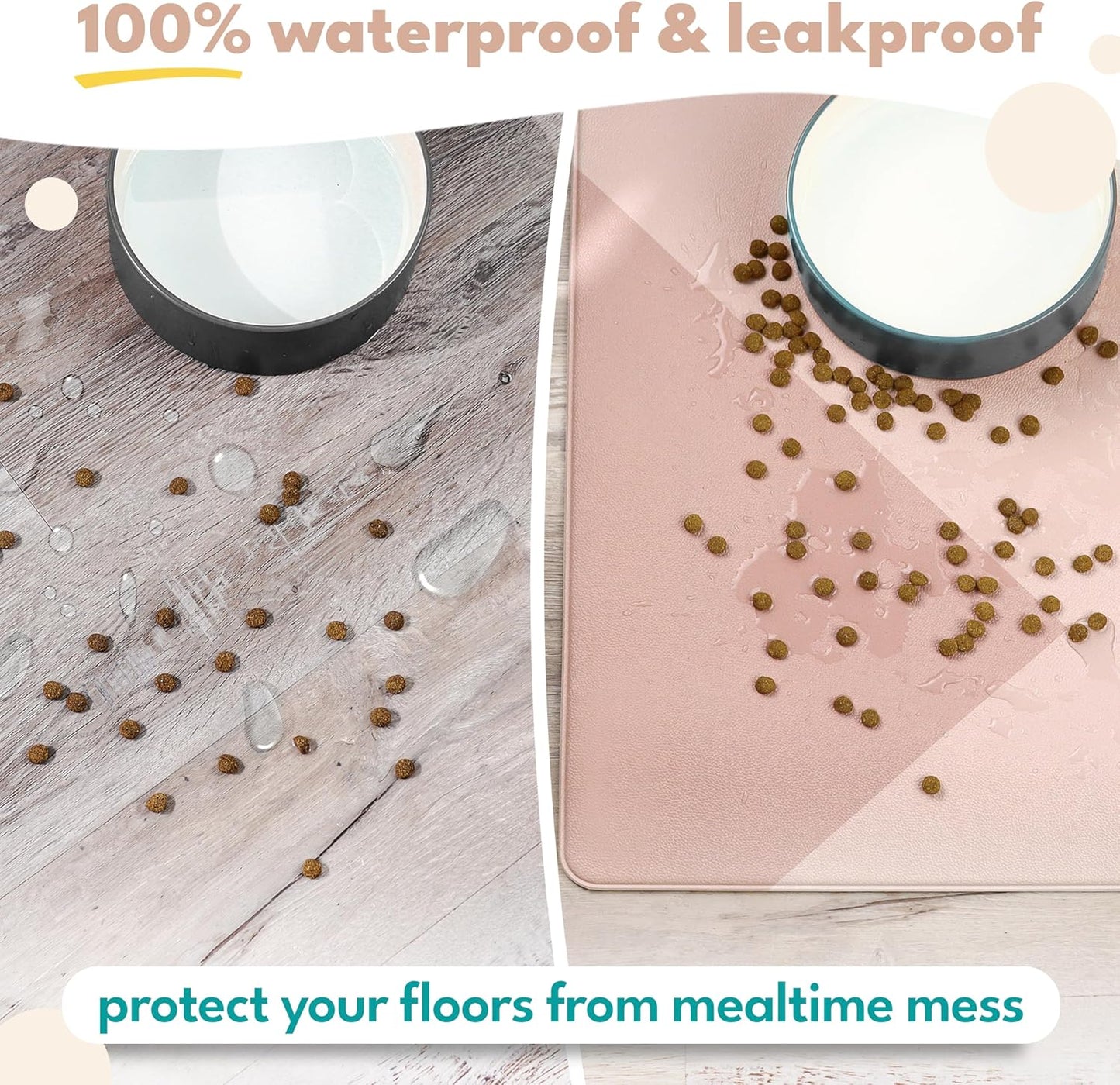 NALALAS Dog Mat for Food and Water, Cat Feeding Mat | Waterproof Dog Bowl Mat | Non-Slip Pet Food Mat for Floors | Pet Mats for Food and Water | Easy to Clean