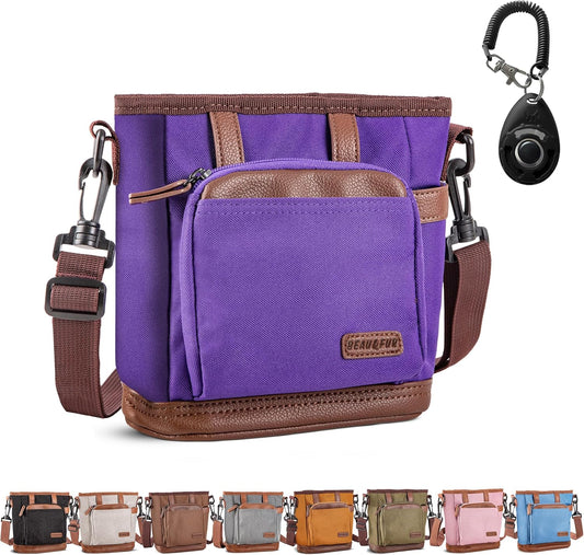 BEAU&FUR Dog Treat Pouch with Clicker for Training - Hands-Free Dog Treat Bag with Magnetic Closure, Built-in Poop Bag Holder Pocket