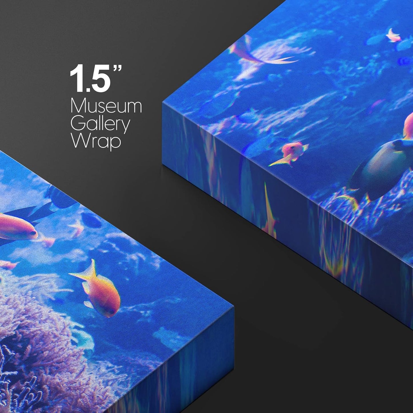 wall26 Canvas Print Wall Art Purple Blue Vibrant Anemone Coral Reef Fish Nature Animals Photography Realism Rustic Scenic Landscape Wilderness Colorful for Living Room, Bedroom, Office - 16"x24"