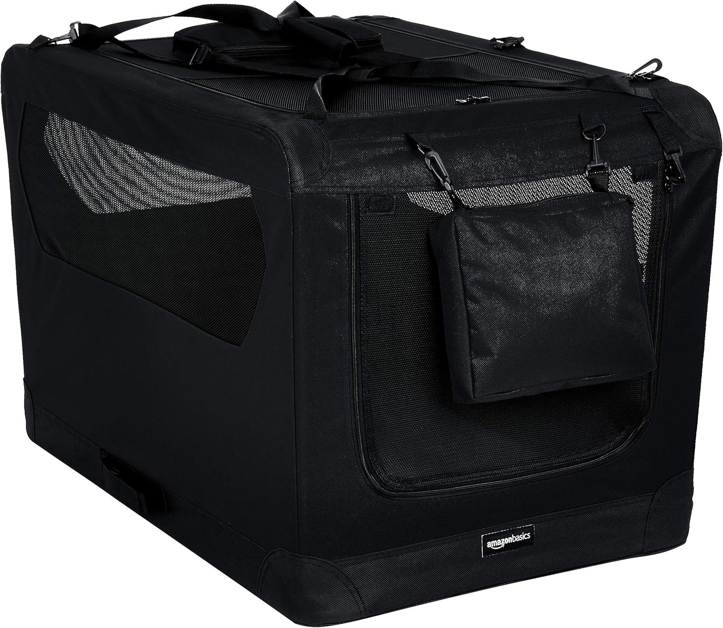 Amazon Basics Folding Portable Soft Pet Dog Crate Carrier Kennel, 36 x 24 x 24 inches, Black