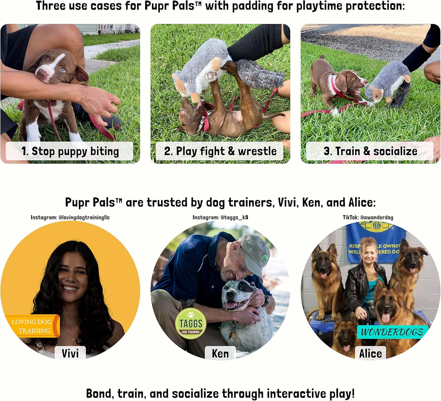 Milunova Pupr Pals Dog & Cat Toy Puppet with Tough Padding for Safe Interactive Play, Protection to Stop Puppy Kitten Biting Hands; for Boredom-Busting Training and Exercise