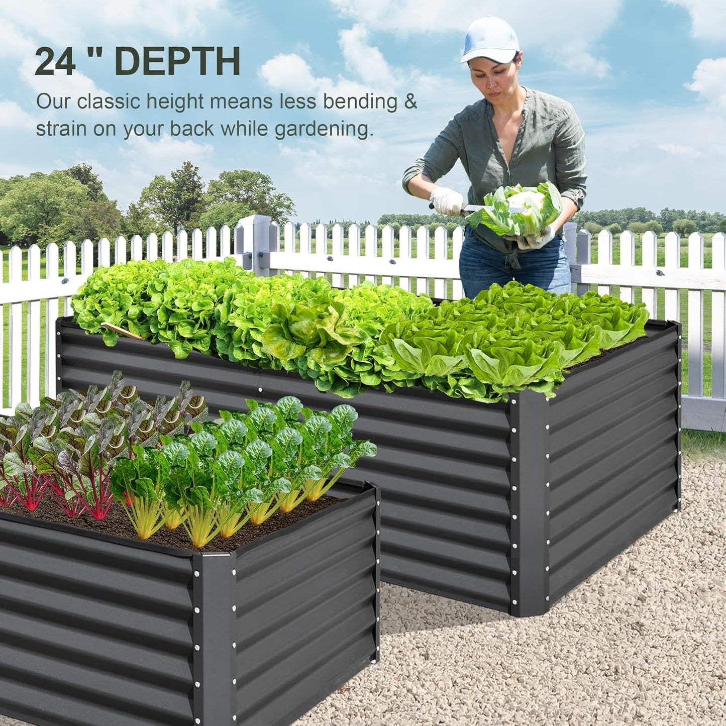 Domi Raised Garden Beds Outdoor, 6x3x2ft Thickening Tall Metal Rectangular Deep Root Box Planter for Vegetables, Flowers, Herbs, and Succulents 2" Deep w/ 256 Gallon Capacity - Dark Gray