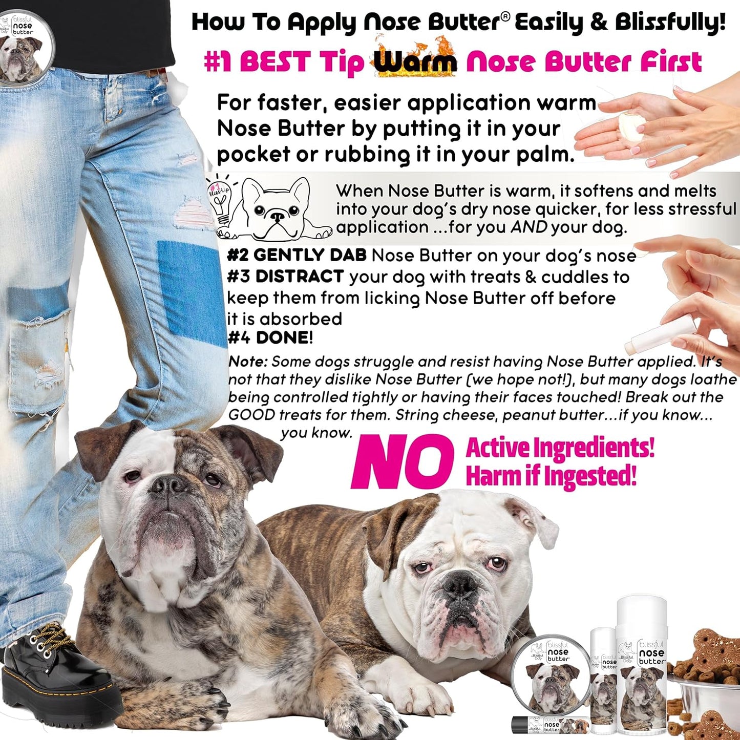 The Blissful Dog Olde English Bulldogge Unscented Nose Butter - Dog Nose Butter, 0.50 Ounce