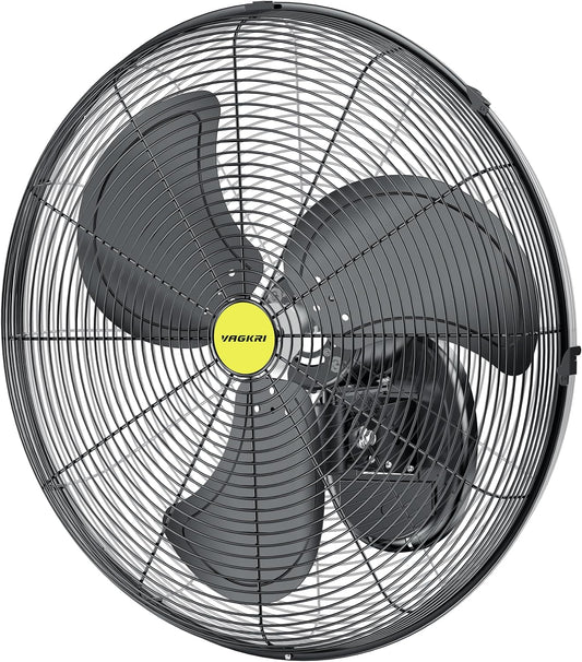 VAGKRI Wall Mount Fan, 20 Inch High Velocity Metal Oscillating Fan, 3 Speeds, 5300CFM Industrial Wall Fan for Home Office Patio Garage Factory Greenhouse Warehouse Farm
