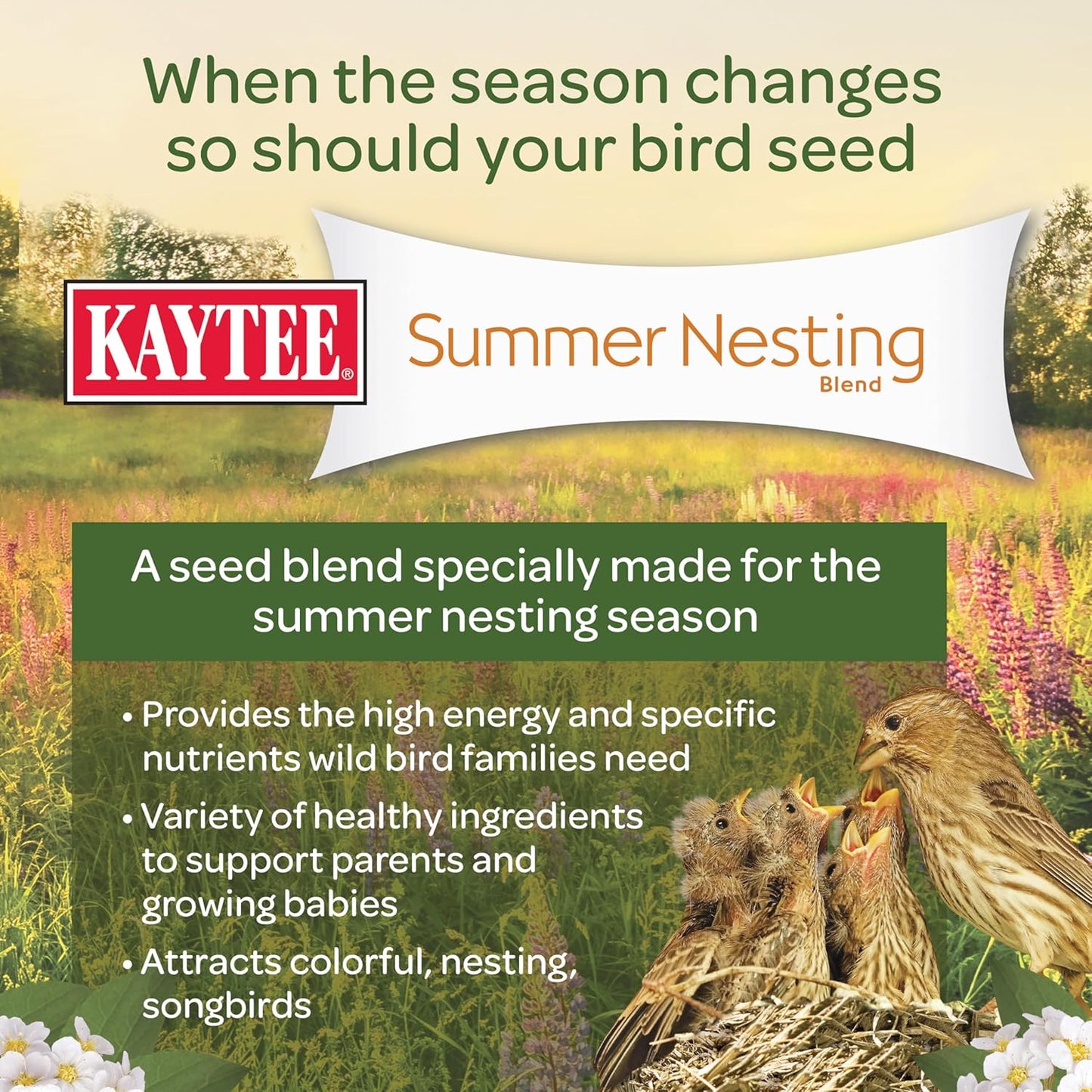 Kaytee Wild Bird Food, Summer Nesting Seed Blend, 8 lb