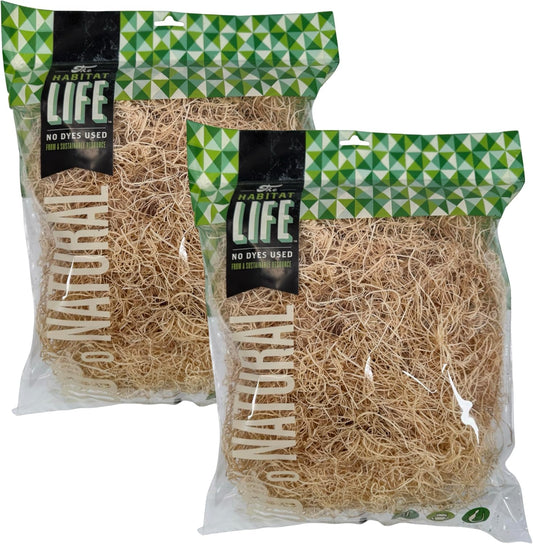 The Habitat Life - Natural Fine Cut Excelsior - for Birds, Hamsters, Gerbils, Rats & Other Small Mammals - Soft & Absorbent - Wood Fiber - Dye-Free & Safe - Medium - 2 Pack