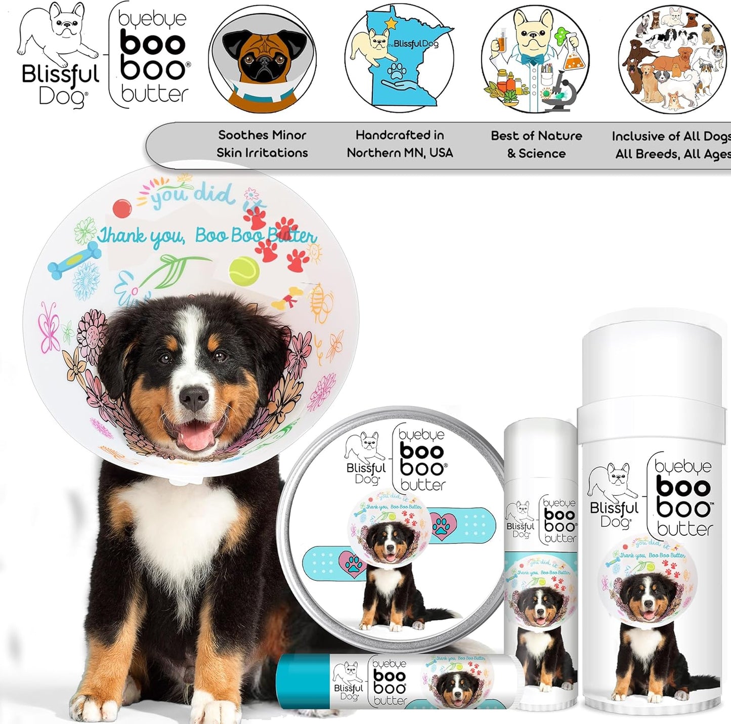 The Blissful Dog .50 oz Tube Bernese Mountain Dog Booboo Butter